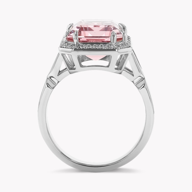 Octagonal Cut 7.14ct Morganite and Diamond Ring Octagonal Cut, Claw Set_3