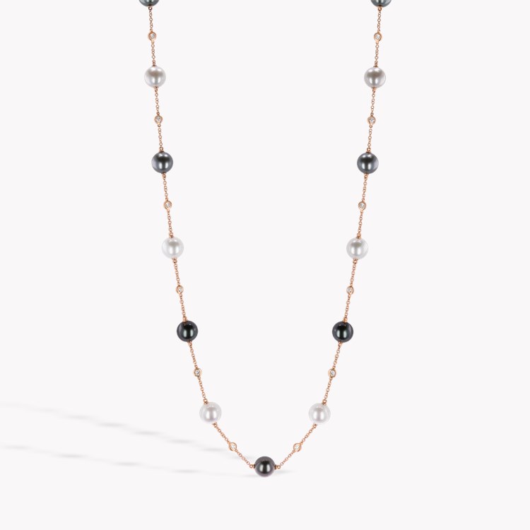 Akoya and Tahitian Pearl Necklace with Diamonds 8.5mm - 9mm_2