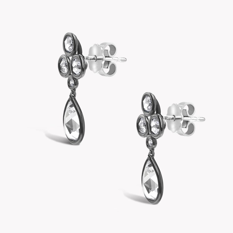 Pear Shaped Diamond Earrings Rose Cut, Rubover Set_2