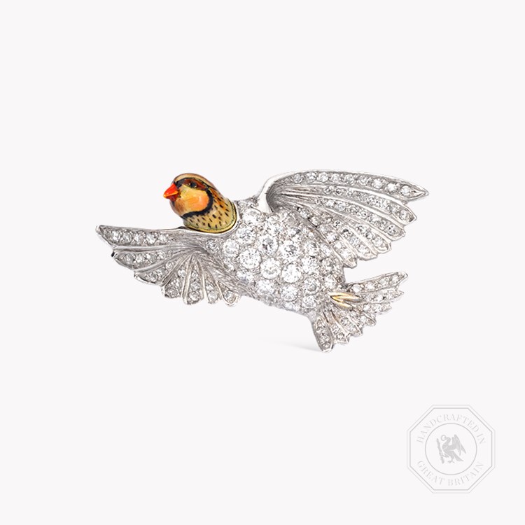 Brilliant Cut Diamond Brooch Pin Brooch with Enamel_1