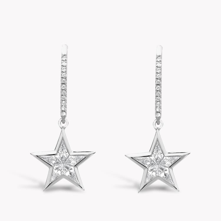 RockStar Diamond Drop Earrings 0.75CT in White Gold Kite Cut, Rubover Set_1