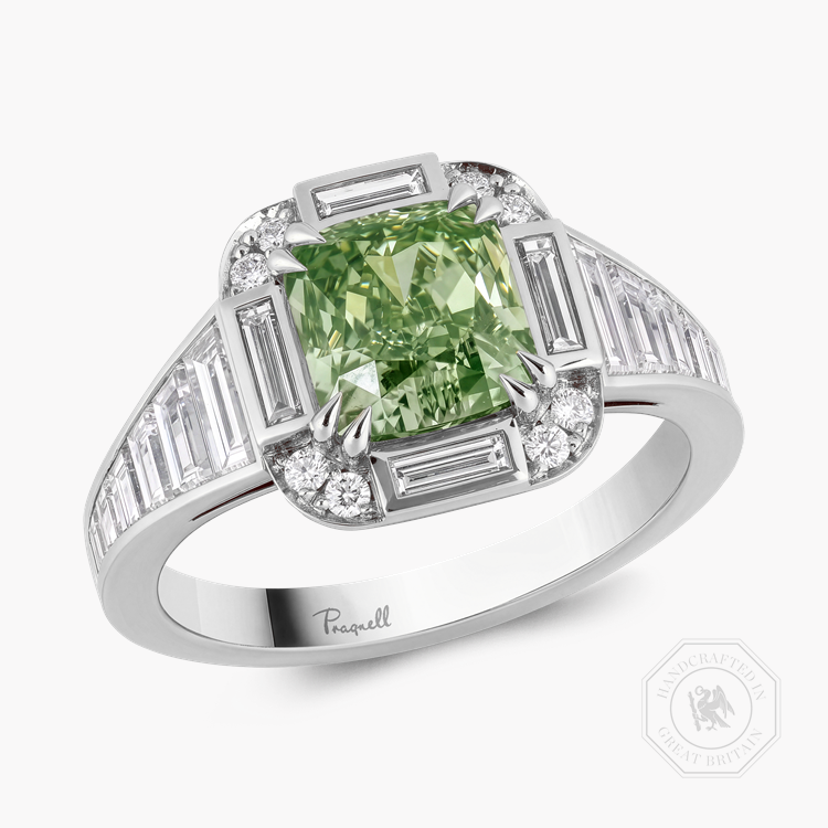 Masterpiece Astoria 2.07ct Natural Fancy Intense Yellow Green Diamond Ring Cushion Cut, Claw Set_1
