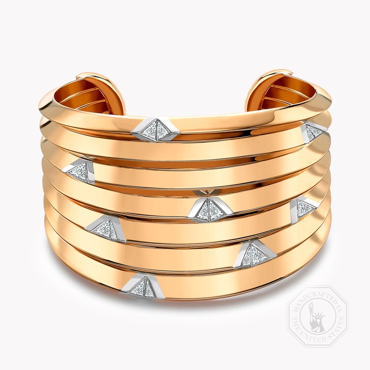 Masterpiece 1.79ct Interspersed Diamond Wide Bangle Trillion Cut, Rubover Set_1