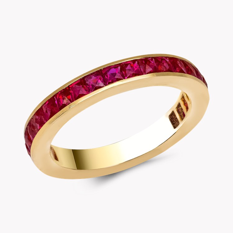 French Cut 1.50ct Ruby 3/4 Eternity Ring French Cut, Channel Set_1