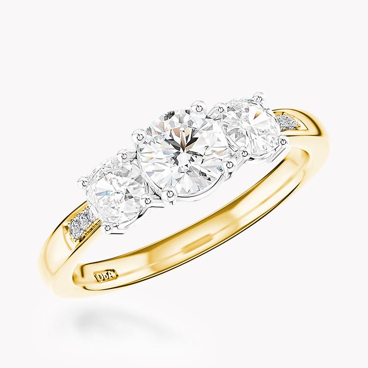 1.16CT Diamond Three-Stone Ring Yellow Gold and Platinum Duchess Setting Brilliant Cut, Three-Stone, Diamond Shoulders_1