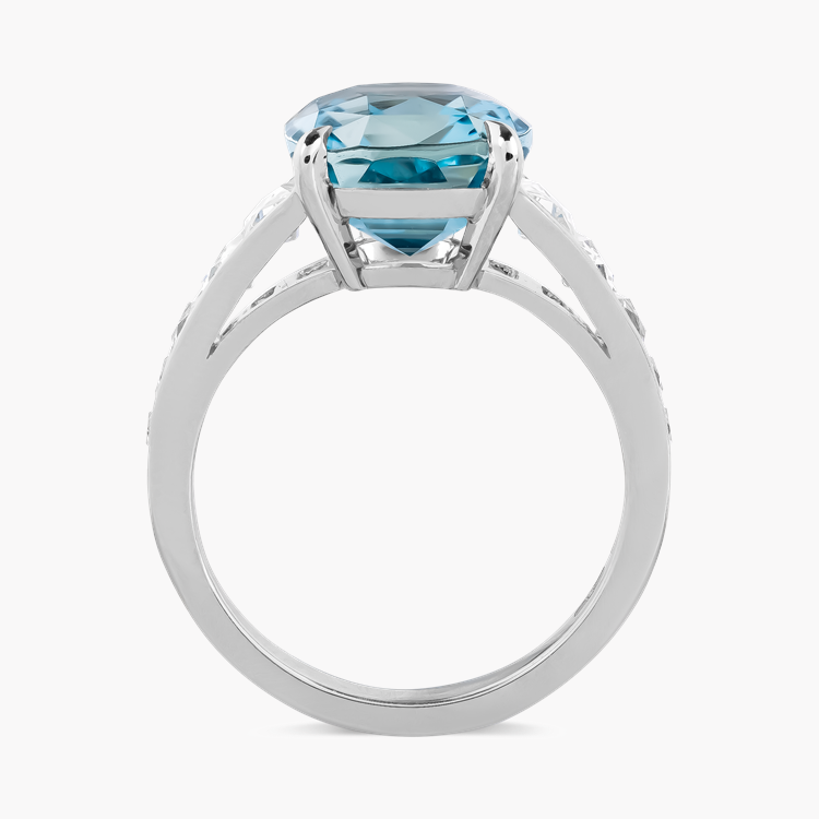 Masterpiece Cushion Cut 5.61ct Lukusuzi Aquamarine and Diamond Ring Cushion Cut, Claw Set_3