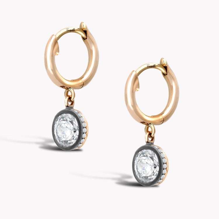 Legacy 1.18ct Diamond Drop Hoop Earrings Brilliant Cut. Rubover Set_3