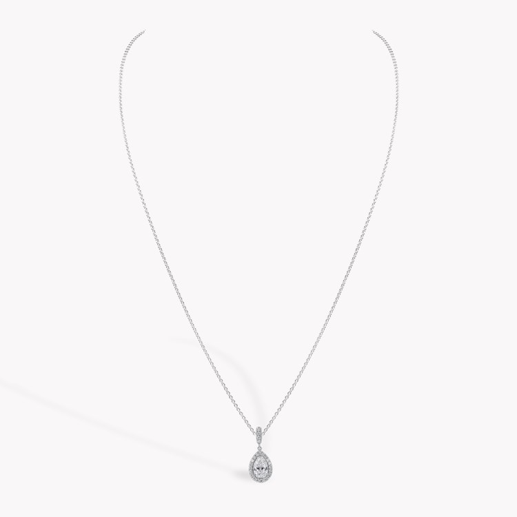 Pear Cut Diamond Pendant with Diamond Halo Pear & Brilliant Cut, Claw Set_2