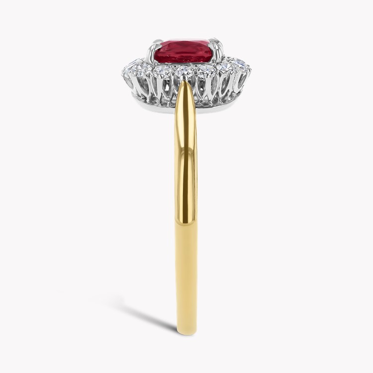 Cushion Cut 1.16ct Ruby and Diamond Cluster Ring Cushion modern cut, Claw set_4