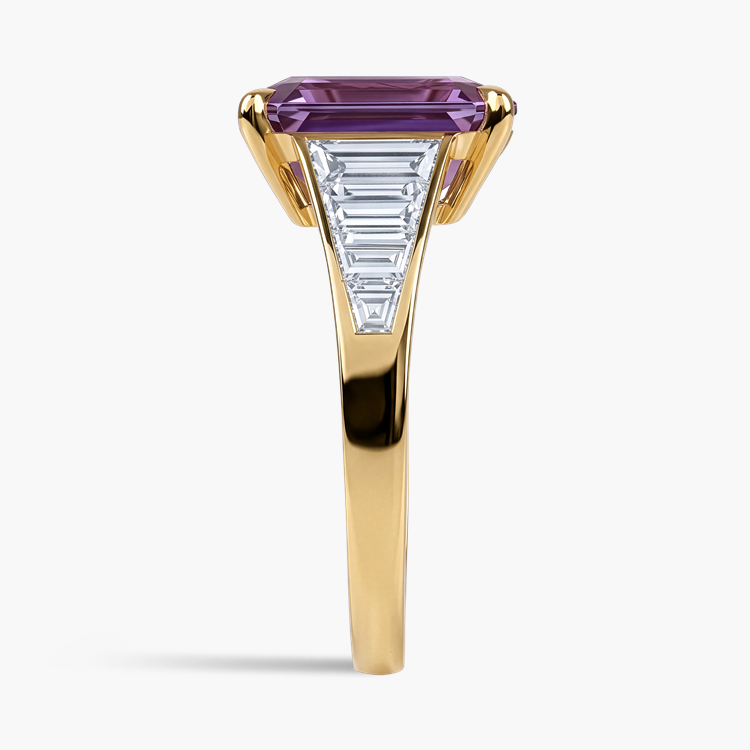 Octagonal Cut 4.49ct Natural Sri Lankan Violet Sapphire and Diamond Ring Octagonal Cut, Claw Set_4