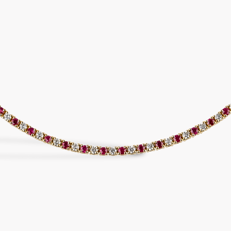 Brilliant Cut 3.59ct Ruby and Diamond Line Necklace Brilliant cut, Claw set_2