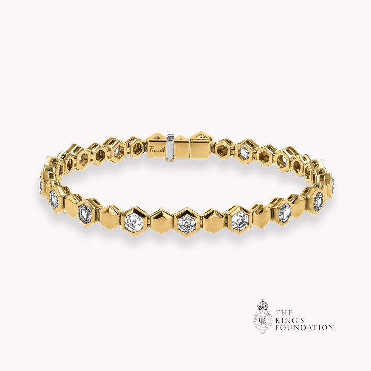 Honeycomb 5.53ct Diamond Bracelet Hexagonal Cut, Rubover Set_1