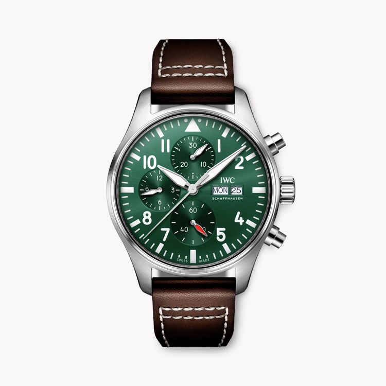 IWC Pilot Chronograph 43mm, Green Dial, Arabic Numerals_1