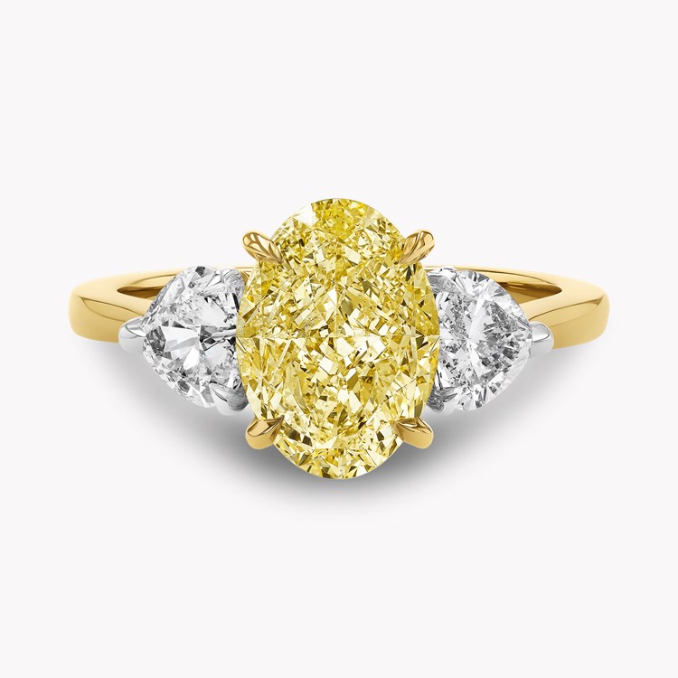 Venus Setting 3.01ct Fancy Yellow Diamond Ring Oval Cut & Heart Shape, Claw Set_2