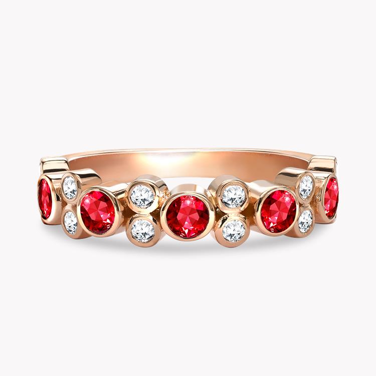 Bubbles Ruby and Diamond Band Ring Brilliant Cut, Rubover Set_2