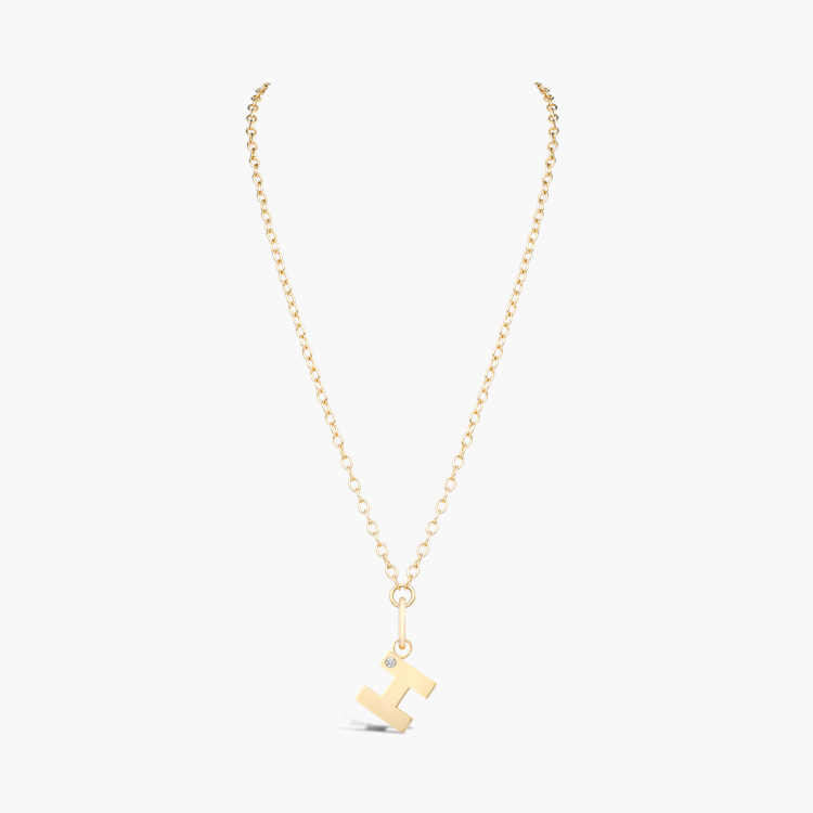 Letter I Diamond Pendant Charm Brilliant Cut, Rubover Set_2