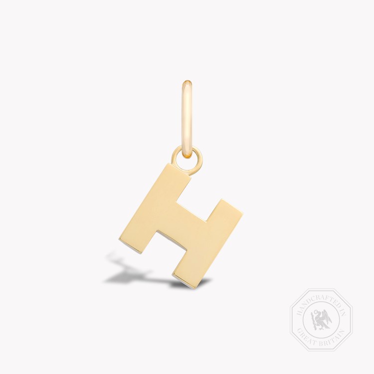 Letter H Pendant Charm   in 18ct Yellow Gold