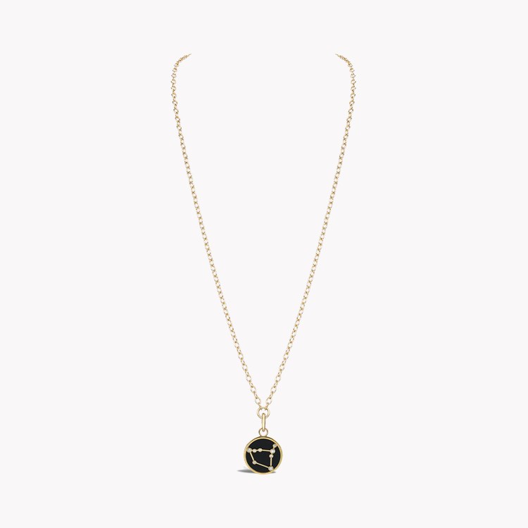 Constellation Diamond and Black Onyx Capricorn Pendant Charm Brilliant Cut, Rubover Set_3