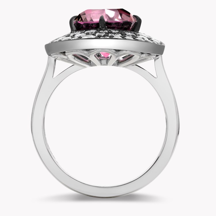 Snowstorm Pink Tourmaline & Diamond Ring  4.72ct in Platinum Cushion & Brilliant Cut, Claw Set_3