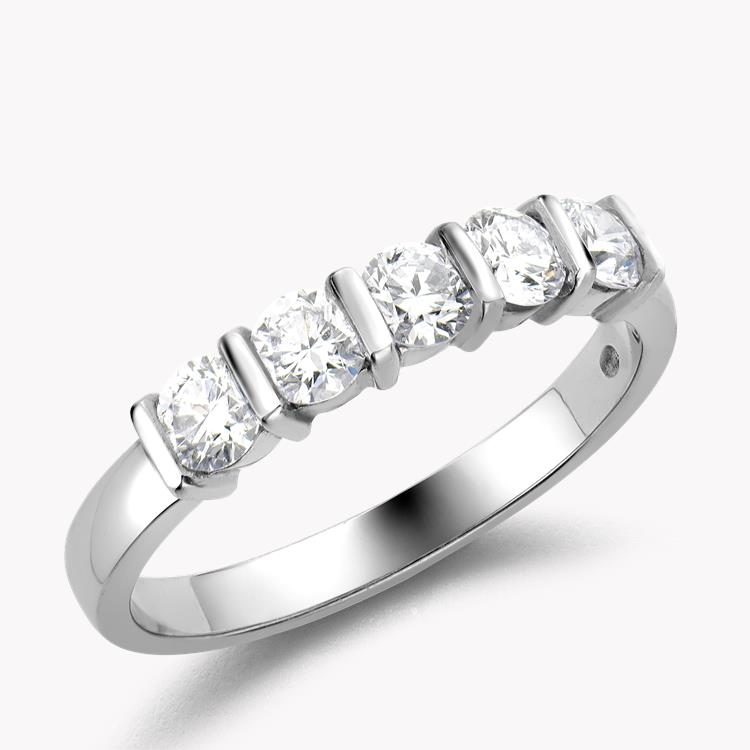 Round Brilliant Cut Diamond Five-Stone Ring 0.75CT in Platinum Brilliant Cut, Five-Stone, Bar Set_1