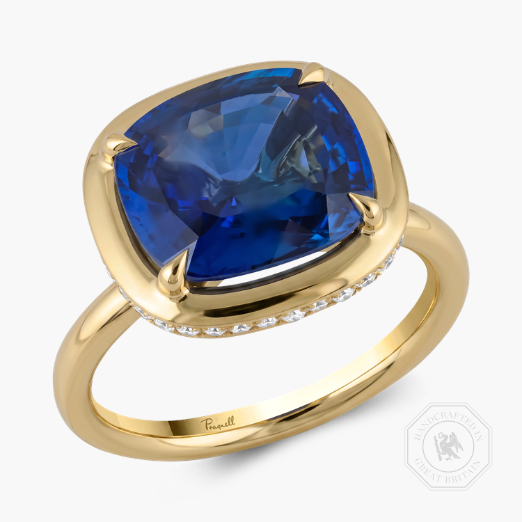 Skimming Stone 5.595ct Tanzanian Sapphire and Diamond Ring Antique Cushion Cut, Claw Set_1