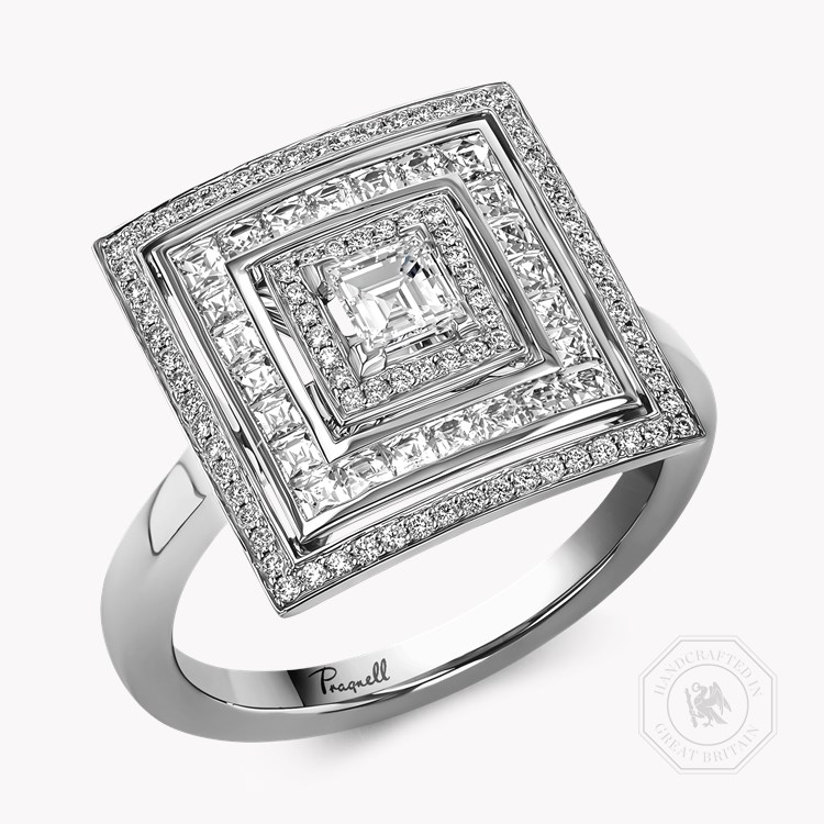 Carre cut Diamond Ripple Ring Carre Cut, Four Claw Set_1