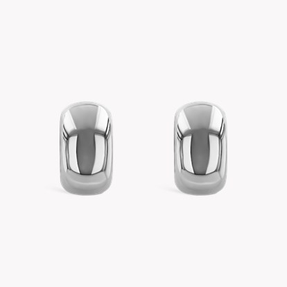 White Gold 8.5mm Wide Hoop Earrings