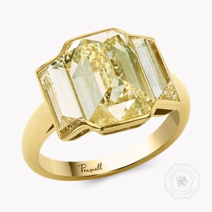 Kingdom 5.25ct Inverted Emerald Cut Diamond Ring in 18ct Yellow Gold