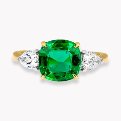 Cushion Cut 1.92ct Zambian Emerald and Diamond Ring