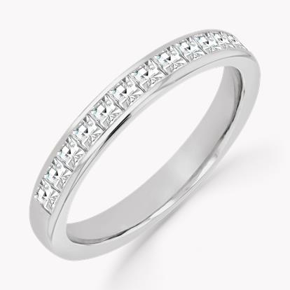 French Cut Diamond Half Eternity Ring 0.85ct in Platinum