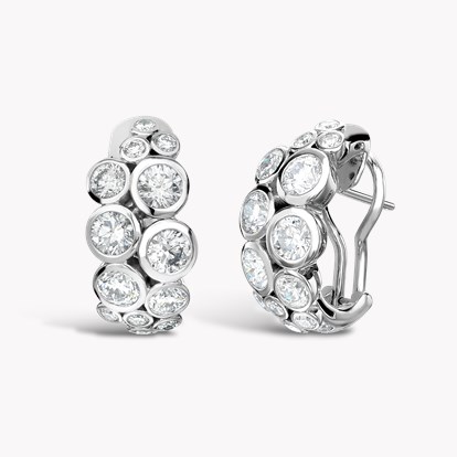 Bubbles Diamond Hoop Earrings 3.75ct in 18ct White Gold
