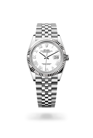 Datejust 36 * Oyster, 36 mm, Oystersteel and white gold with a Dark grey set with diamonds Fluted bezel and Jubilee, five-piece links bracelet