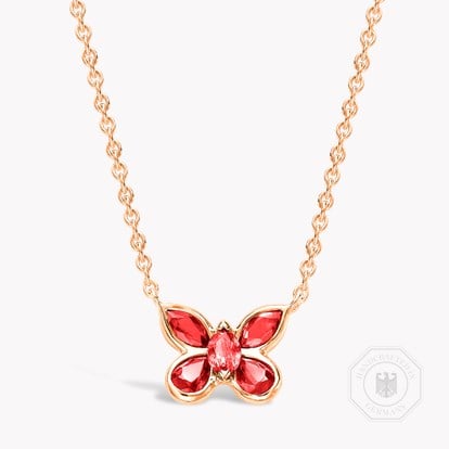 Butterfly Ruby Pendant Necklace 0.66ct in Yellow Gold