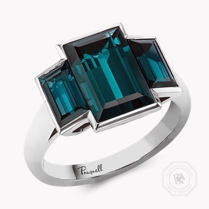 Kingdom Three Stone Indicolite Tourmaline Ring