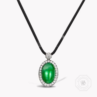 Jadeite and Diamond Pendant 12.44ct in 18ct White Gold