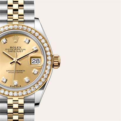Lady-Datejust, Oyster, 28 mm, Oystersteel, yellow gold and diamonds watch