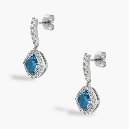 Cushion Cut 1.48ct Aquamarine and Diamond Earrings
