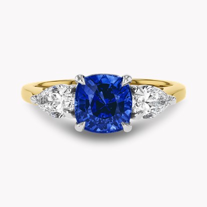 Cushion Cut 1.96ct Sri Lankan Sapphire and Diamond Ring
