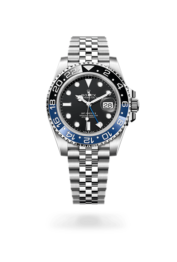 GMT-Master II * Oyster, 40 mm, Oystersteel with a Black Bidirectional rotatable 24-hour graduated bezel. Two-colour blue and black Cerachrom insert in ceramic, moulded numerals and graduations bezel and Oyster, three-piece solid links bracelet