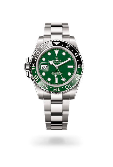 GMT-Master II * Oyster, 40 mm, white gold with a Green ceramic Bidirectional rotatable 24-hour graduated bezel. Two-colour green and black Cerachrom insert in ceramic, moulded numerals and graduations bezel and Oyster, three-piece solid links bracelet
