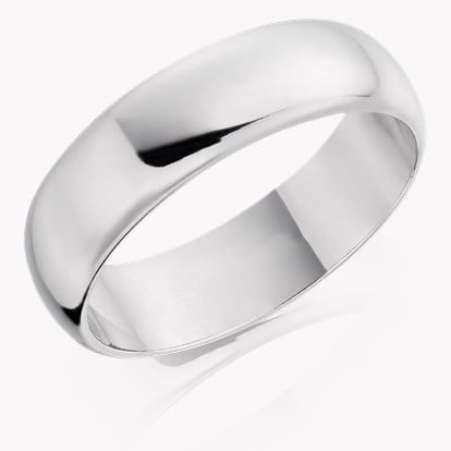 6mm D-Shape Wedding Ring in Platinum