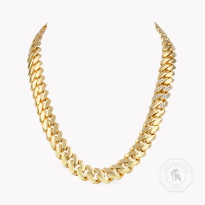 Fusion Polished Curb Link Necklace in 18ct Yellow Gold