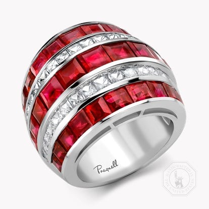 Manhattan Large Ruby & Diamond Ring 17.82ct in Platinum