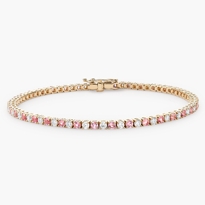 Candy Pink Sapphire & Diamond Line Bracelet 2.00ct in 18ct Rose Gold