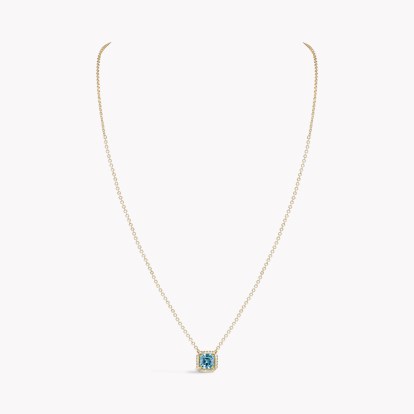 Asscher Cut 0.70ct Lukusuzi Aquamarine and Diamond Pendant