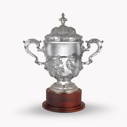 Sterling Silver Decorative Two Handled Trophy by Charles Fredrick Hancock, 1886.