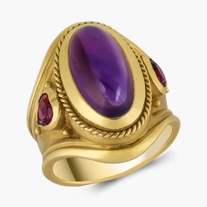 1980s Cabochon Cut 4.68ct Amethyst Ring