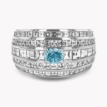 Masterpiece Manhattan Fancy Intense Blue-Green Diamond Ring