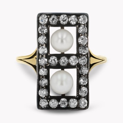 Victorian Pearl and Diamond Plaque Ring
