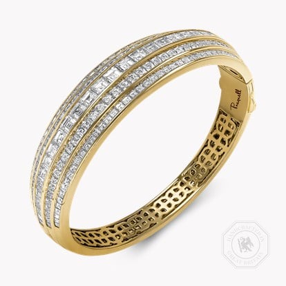 Manhattan five row Diamond Bangle 14.31ct in 18ct Yellow Gold